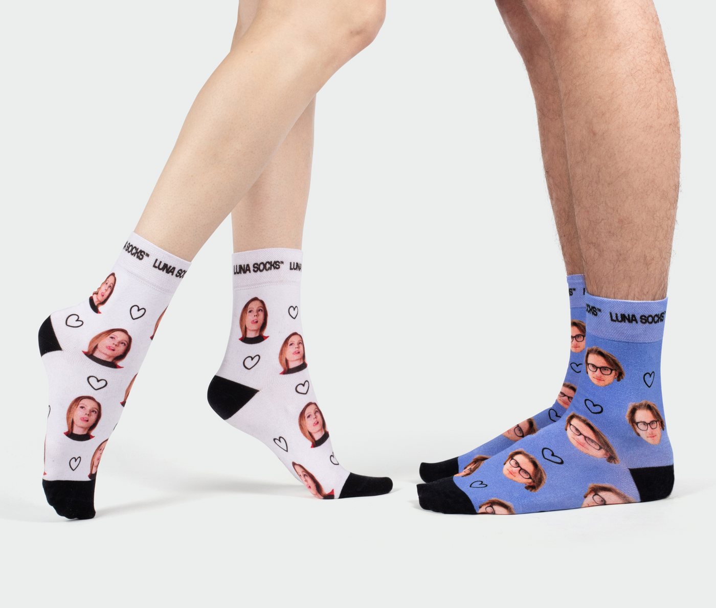 Personalisierte Socken mit einem Foto von Gesichtern